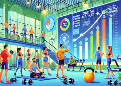 A-vibrant-illustrated-scene-showing-gym-owners-and-fitness-instructors-achieving-success-through-digital-marketing.-The-image-features-a-modern-gym